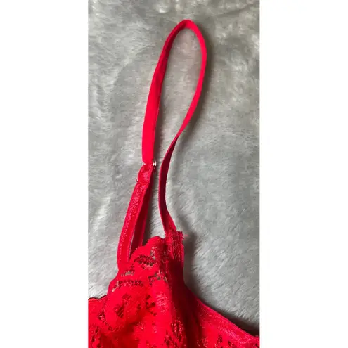 Escante Lingerie Top Womens Large Red Lace Garter Straps Suspender Adjustable