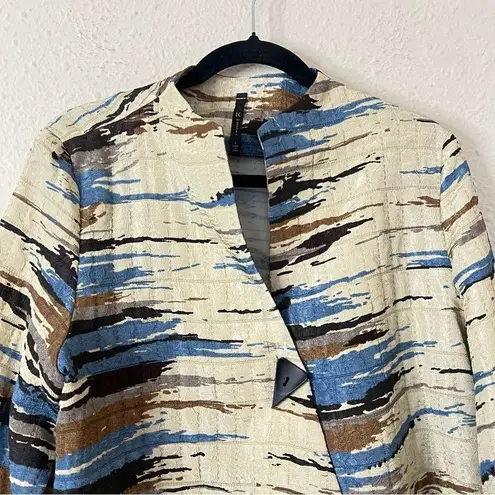 IC By Connie K Multicolor Lightweight Jacket Cocktail Size Large in Cream Blue