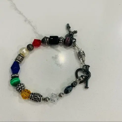 Silver beaded handmade prayer bead bracelet 7.25" long