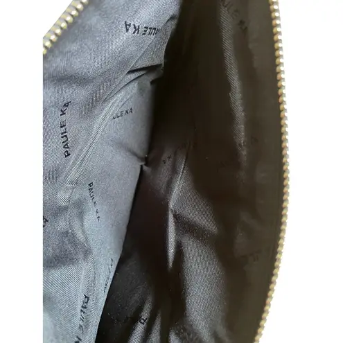 Paule Ka Zebra Print Pony Hair Clutch Purse Pouch Black