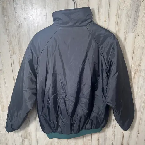 Columbia Vintage 90s  Black Green Reversible Zip Bomber Jacket Nylon Womens XL