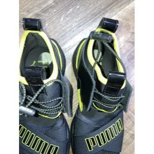 Puma  Avid Rihanna Fenty Black Punchlime Sandals Sz. 5.5 EUC
