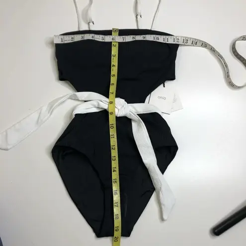 ONIA Rumi One Piece Black Rib White Belt XS