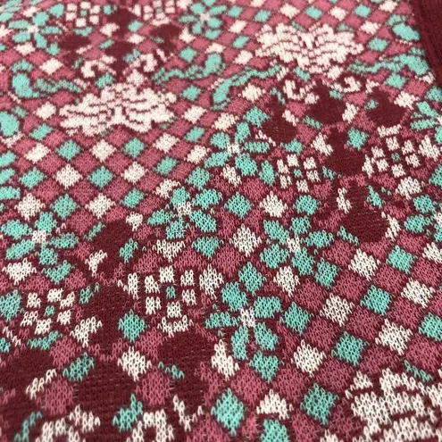 70s Knit Print Vest Zip Front Sleeveless Top Floral