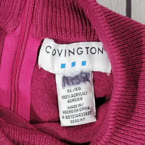 Covington Women's Burgundy Mock Neck 1/4 Zip Long Sleeve Sweater XL Acrylic