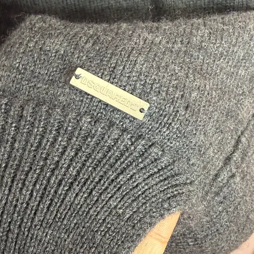 Dsquared2 Grey 100% Wool Crewneck Women’s Sweater Ribbed Sleeves. Size L Gray Size L - Image 5