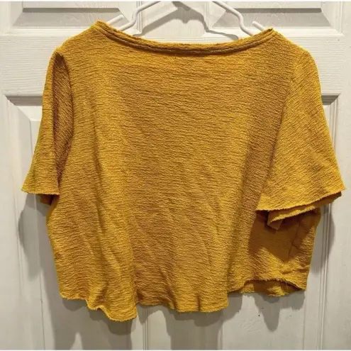 Rachel Hollis Ltd. Yellow Woven Top with Sleeve Detail Women’s Small Cotton
