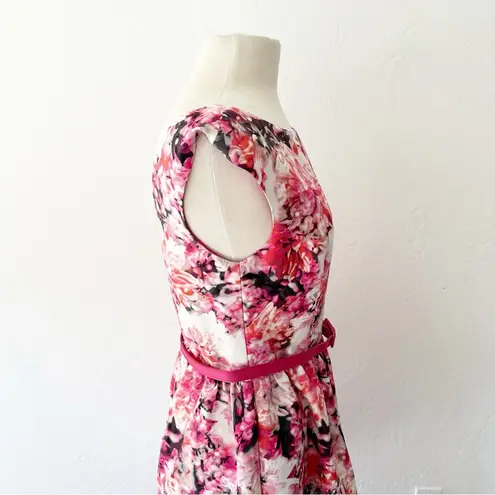 Eliza J Pink Tulip Floral Belted Print Faille Fit & Flare Dress NWT | 8
