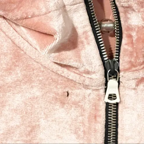 Nike  Lab Essential Size Small Pink Velour Cropped Full Zip Hooded Jacket