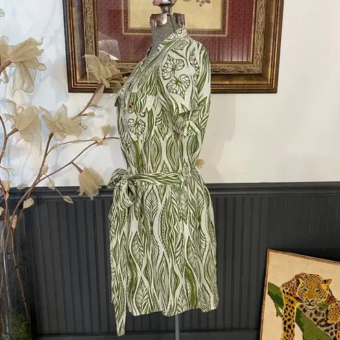 Olivia James The Label Austin Mini Dress In Lilypad Green 100% Linen - Image 6