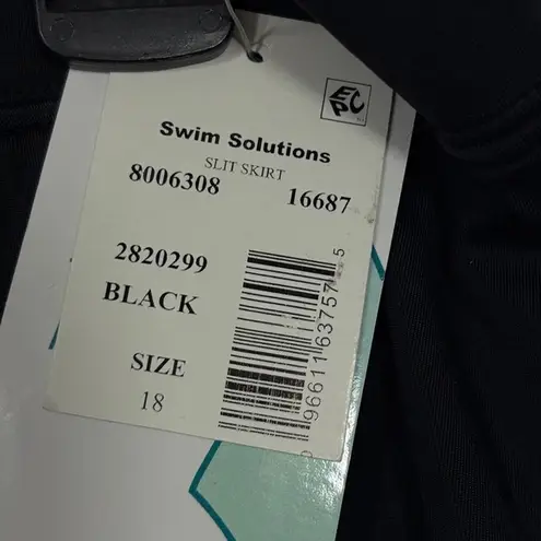 SWIM SOLUTIONS NWT Swan tier ruffled tankini top + skort bottoms 18 Black