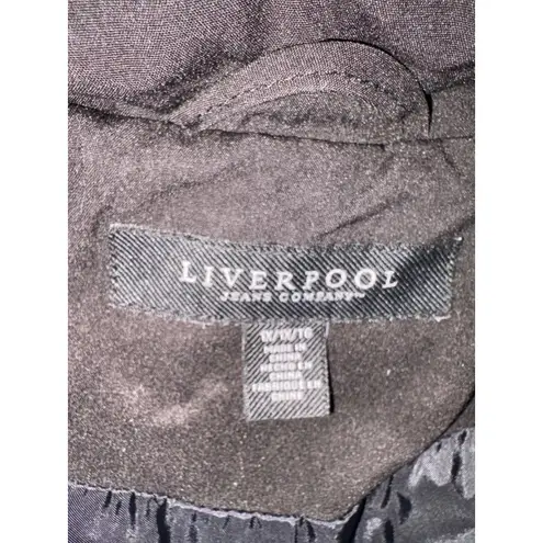 Liverpool Jeans Company Womens Black Quilted Hooded Long Trench Coat Jacket Size 1X