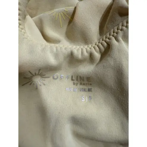 Offline by Aerie Light Yellow Sunburst Logo Crop Tank Top S