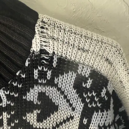 Vintage 80s Point South Fair Isle Acrylic Sweater Pullover Small Snow Ski Black