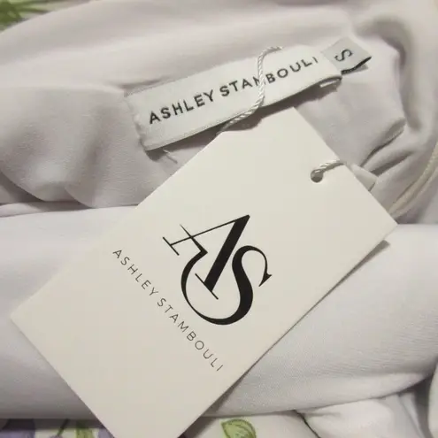 NWT Ashley Stambouli Garden Gown in White Floral Neoprene Halter Dress S