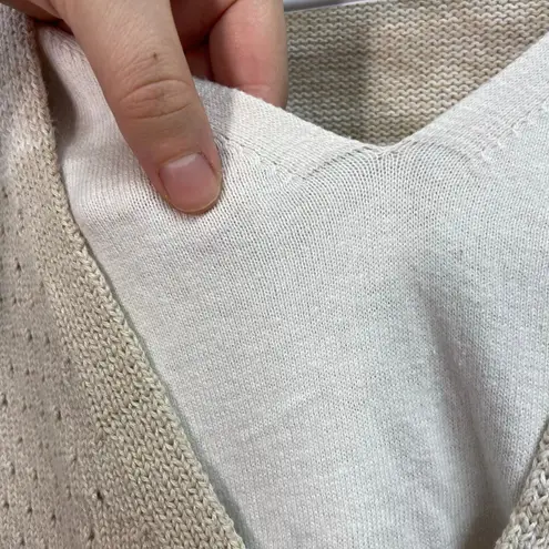 Christopher & Banks women's beige crocheted built-in tank button cotton sweater