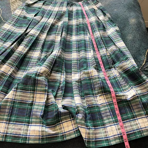 Vintage 1950s Jonathan Logan White & Green Plaid Maxi Skirt 6 CottageCore Preppy