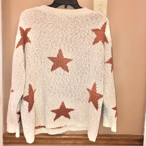Newbury Kustom Star Print Sweater Cream Rust Small