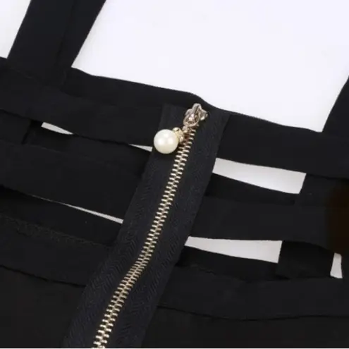 Bluetime Circle Mini Skirt with Suspenders and Exposed Back Zipper