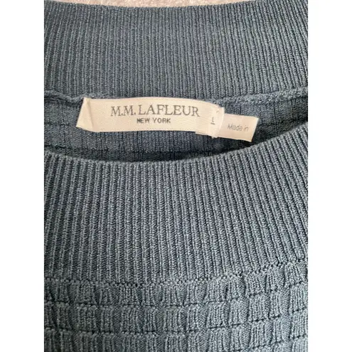 MM.LaFleur M.M.LaFleur Lydia Ribbed Knit Short Sleeve Midi Dress Teal Blue Size L Office - Image 3