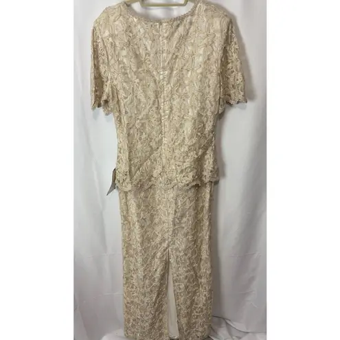 Scala NWT Vtg Dress XXL Cream Beige Lace Sequins Heavy Beading Evening Wedding