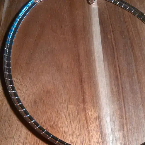 Omega Cross Pattern Collar Ion Plated Rose Gold Over Stainless Steel Necklace