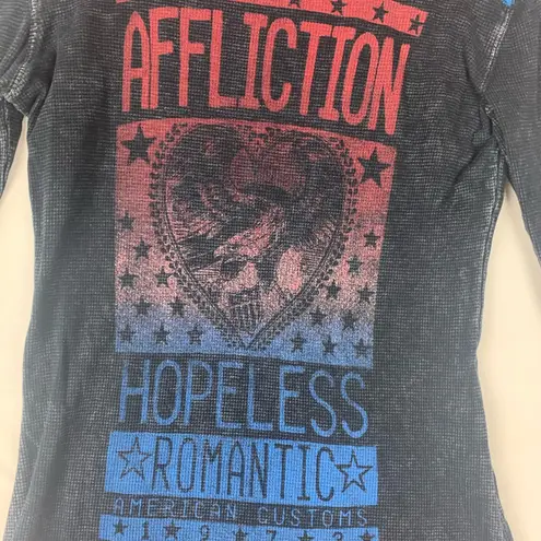 Affliction size small Women's Black Blue Star Long Sleeve Tee y2k romantic