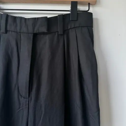 COS Pleated Trousers High Waist Cuffed Hem Relaxed Fit Black Size 2