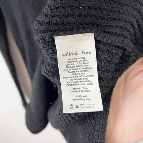 Wilfred Free Black Walter Waffle Knit Merino Wool V-neck Sweater Sz S