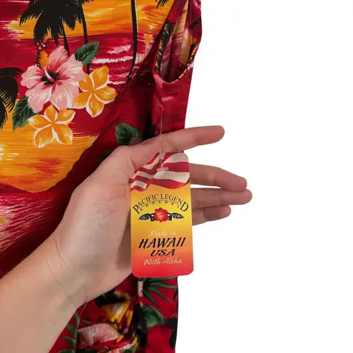 Pacific Legend Hawaiian Red Floral Tropical Wrap Dress Resort Cruise Womens XL