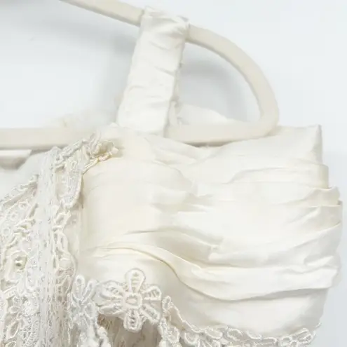 Betsy and Adam Womens Vintage 90s Ivory Lace Bridal Prom Formal Dress Size 16