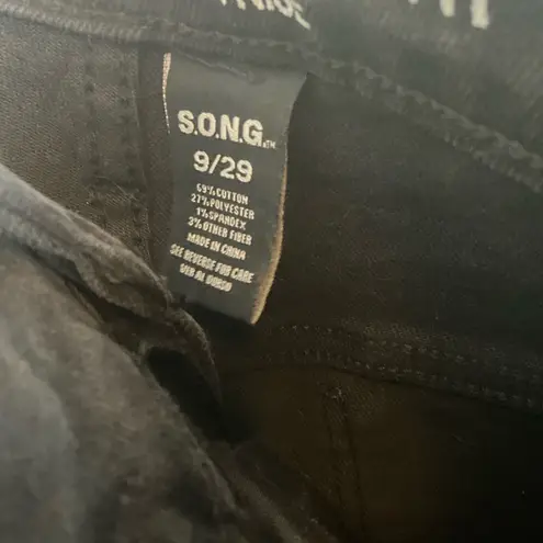 S.O.N.G Timeless Fit Women's High Rise Black Distressed Jeans Size 29