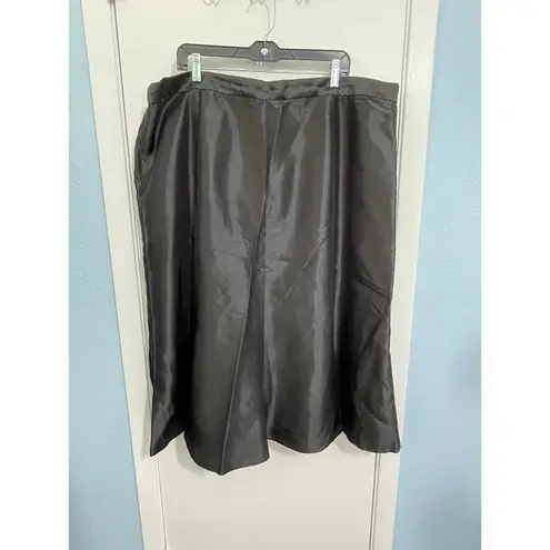 Ashro 2 Piece Skirt Suit Size 26W Black Satin Chiffon Collar Wedding Church