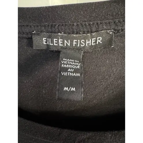 Eileen Fisher  Short Sleeved Tee T-Shirt Top Solid Black Tencel Women's Medium M