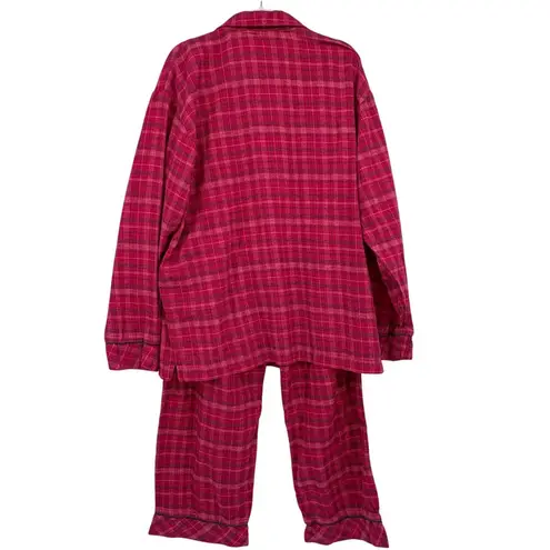 Disney Mickey Mouse Plaid Flannel Pajama Set Women's Size Large Red Sleepwear