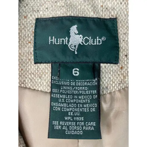 Hunt Club Vintage Women's Tweed Blazer Jacket Brown Trim Single Breasted Size 6