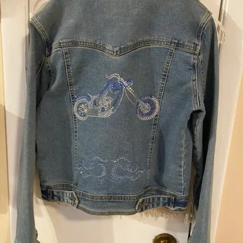 Raquel Rocks Jean Jacket with crystal studs Blue