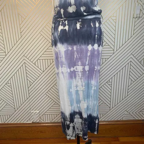 Young Fabulous and Broke NWT  Blue Purple Tie Dye Tee Shirt Wrap Midi Dress‎ Size S thumbnail 10