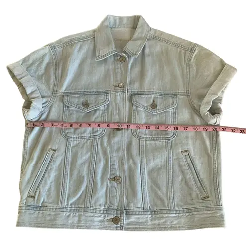 Via Penny Lane Reworked Apparel | Journey Custom Denim Button Up Shirt Medium Blue