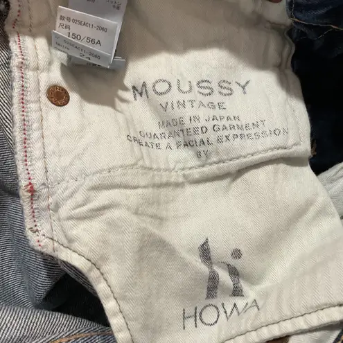 MOUSSY VINTAGE Keller Tapered Distressed Button Fly Jeans Womens Size 24 Blue