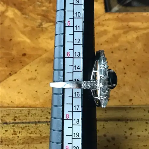 Natural Star Sapphire Rainbow Moonstone Sterling Silver Ring Size 7 Blue