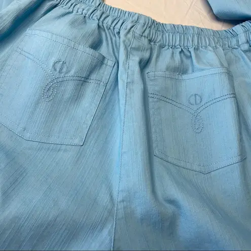 Cathy Daniels Cathy Daniel’s Straight Leg Pull On Jean Pants M Stretch Aqua Blue Slubbed