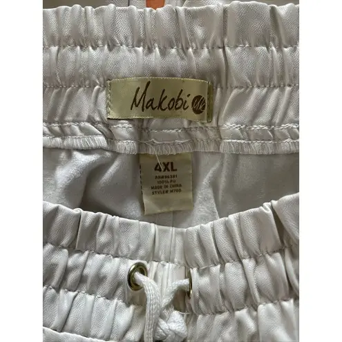 Makobi Shorts PU Beige 4XL Drawstring And Elastic Waist Pocket With Zipper Size 4X - Image 7