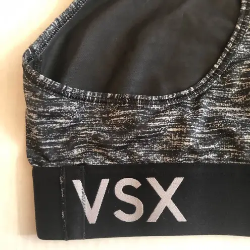 Victoria's Secret  Sport Sports Bra Heathered Grey Sz L EUC Black VSX Logo Band