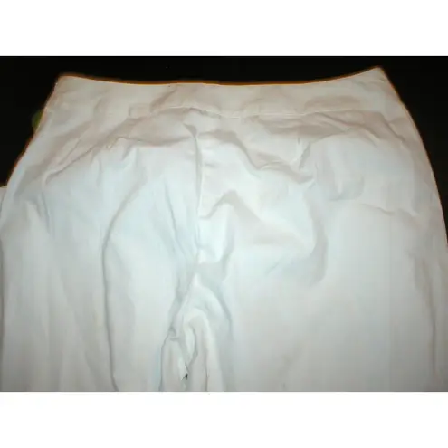 Orvis New Womens 16 Office Slacks Pants White Trouser Chino Side Zip Flat NWT