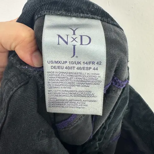 NYDJ Barbara Bootcut Pants 10 Black Corduroy Lift Tuck Stretch Academia Preppy