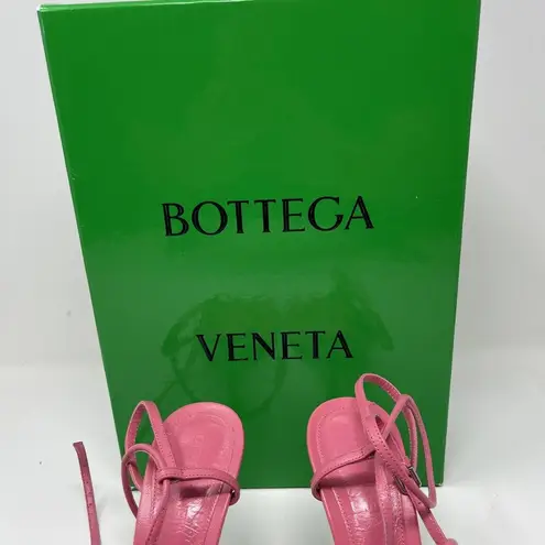 Bottega Veneta  930$ The Line Pink Milkshake Square Toe Heel Strap Sandal Leather