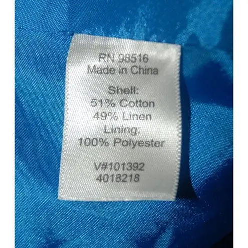 Coldwater Creek Blue Button Up Jacket Size 10 Lined 3/4 Sleeve Pockets