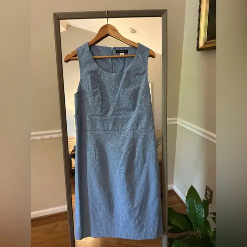 Bahari Light Blue Jacquard Trench Coat with Sheath Dress Size 14 Size M