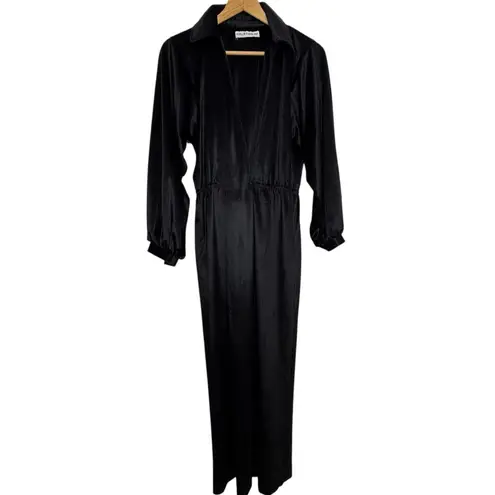 Halston IV Dorian Black Long Dress Wrap Size 10 Union Made Studio 54 1970s VTG